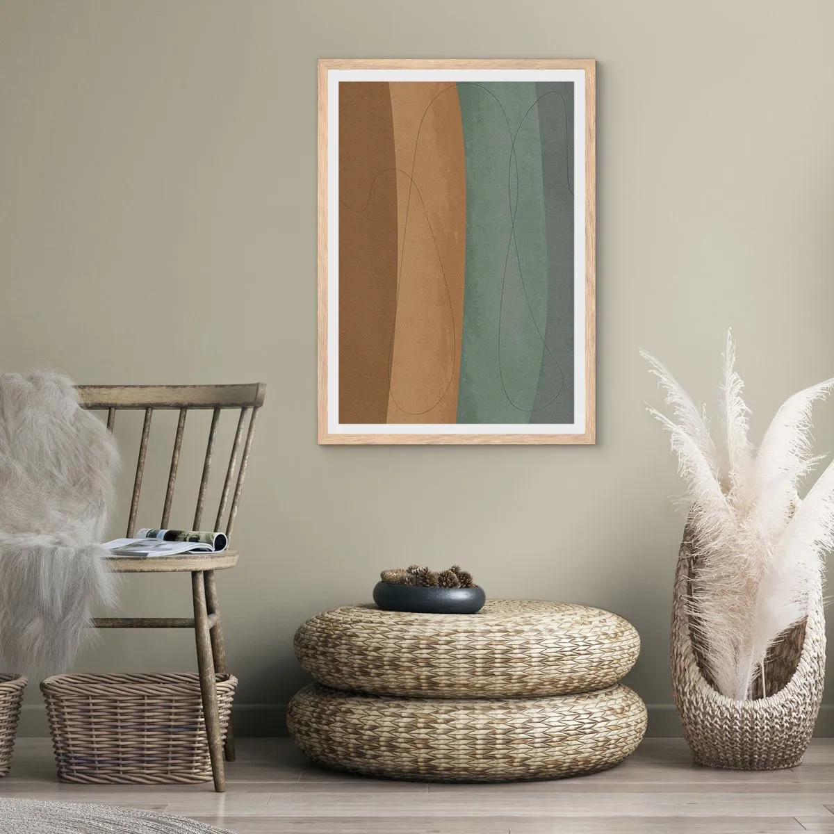 Plakat w ramie jasny dąb - Kompozycja horyzontalna - 61x91 cm