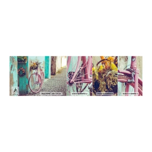 Fototapeta Próbka Samoprzylepna Deluxe Sticker - Zaraz wracam - Rower, Architektura, Kwiaty - 100x30 cm