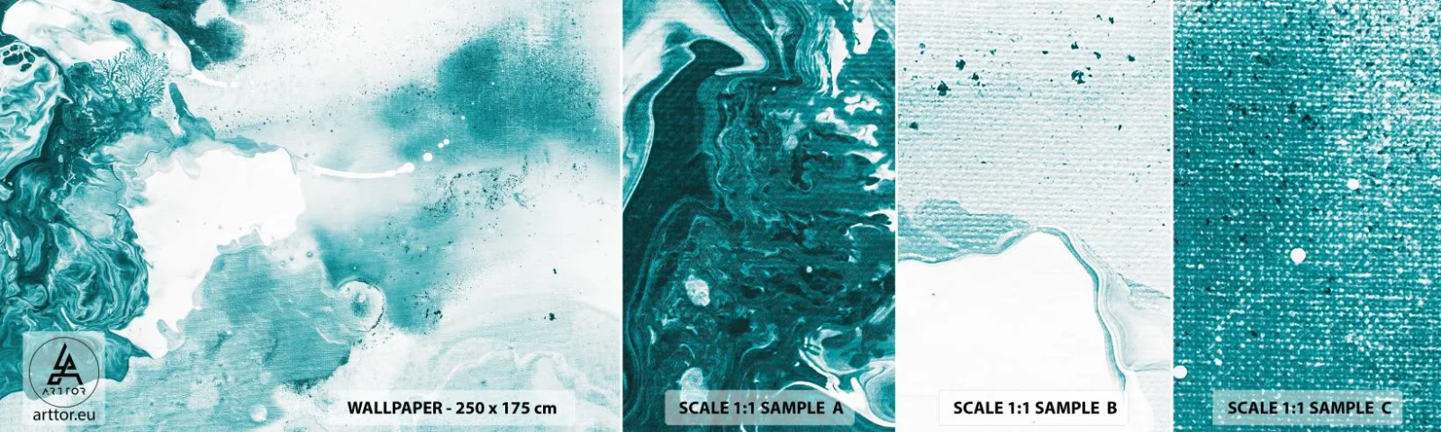 Fototapeta Próbka Samoprzylepna Deluxe Sticker - Rozlewiska błękitu - Abstrakcja, Sztuka, Modern Art. - 100x30 cm