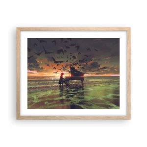Plakat w ramie jasny dąb - Koncert na fortepian i fale - 50x40 cm