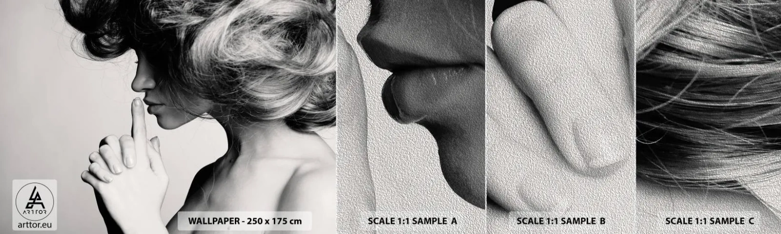 Fototapeta Próbka Premium Sand - Zasłuchana w sobie - Kobieta, Modelka, Twarz Kobiety - 100x30 cm