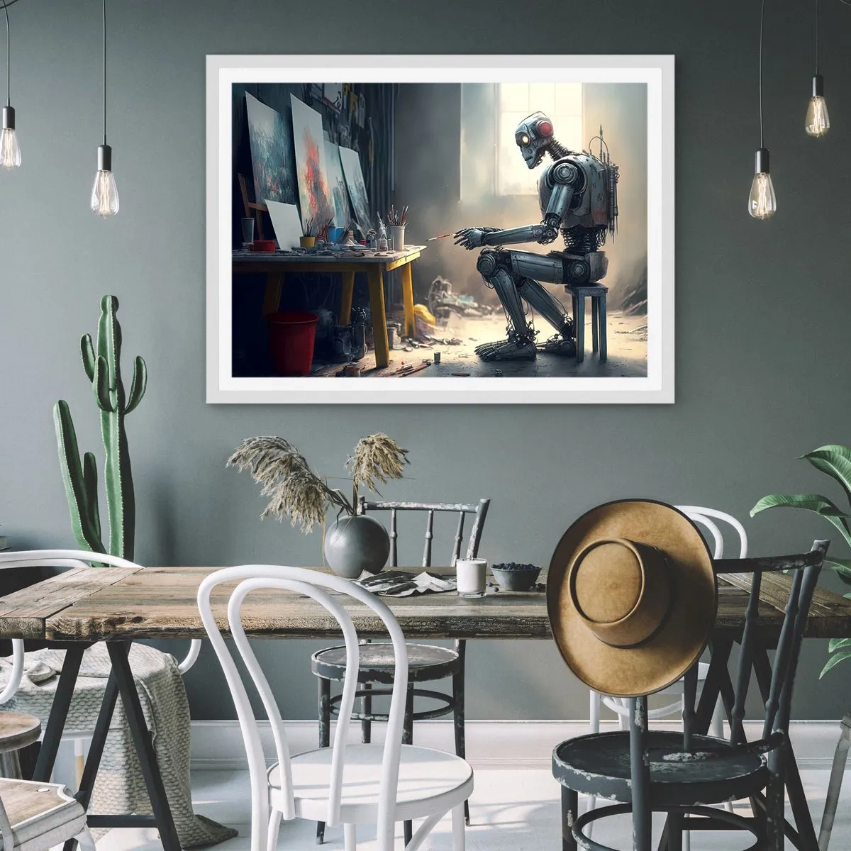 Plakat w białej ramie - Akt kreacji - 91x61 cm