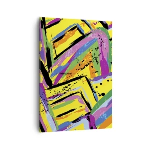 Obraz na płótnie - Dynamiczna, kolorowa abstrakcja z intensywnymi kontrastami - 50x70cm - Aż krzyczy z radości - Nowoczesna dekoracja ścienna do salonu, kuchni i sypialni ARTTOR