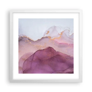 Plakat w białej ramie - Fale lila i fioletu - 40x40 cm