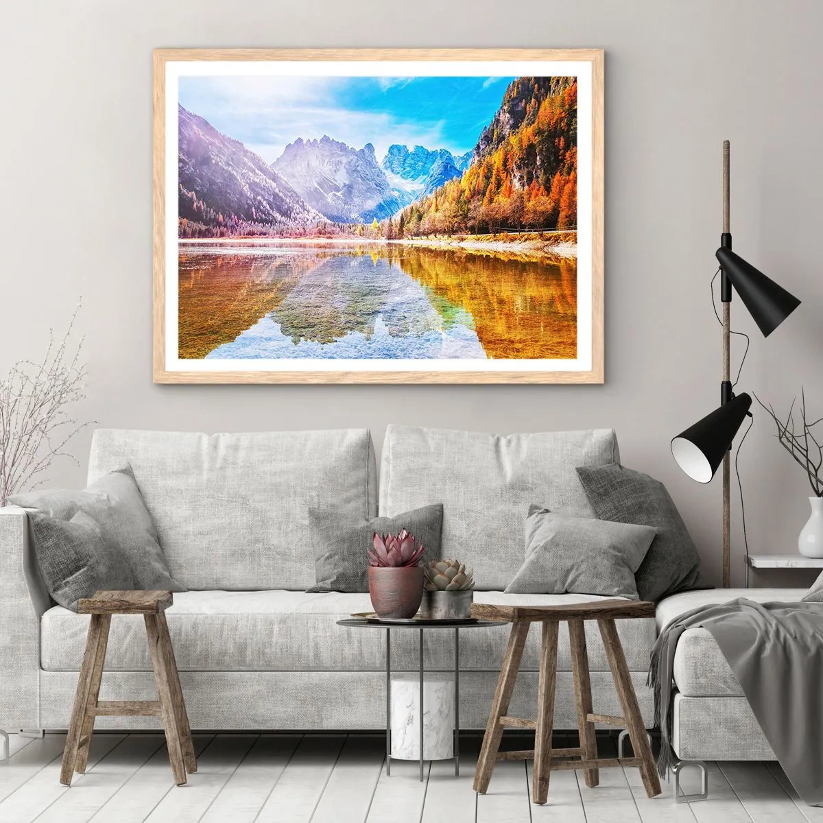 Plakat w ramie jasny dąb - A w górach już jesień - 100x70 cm