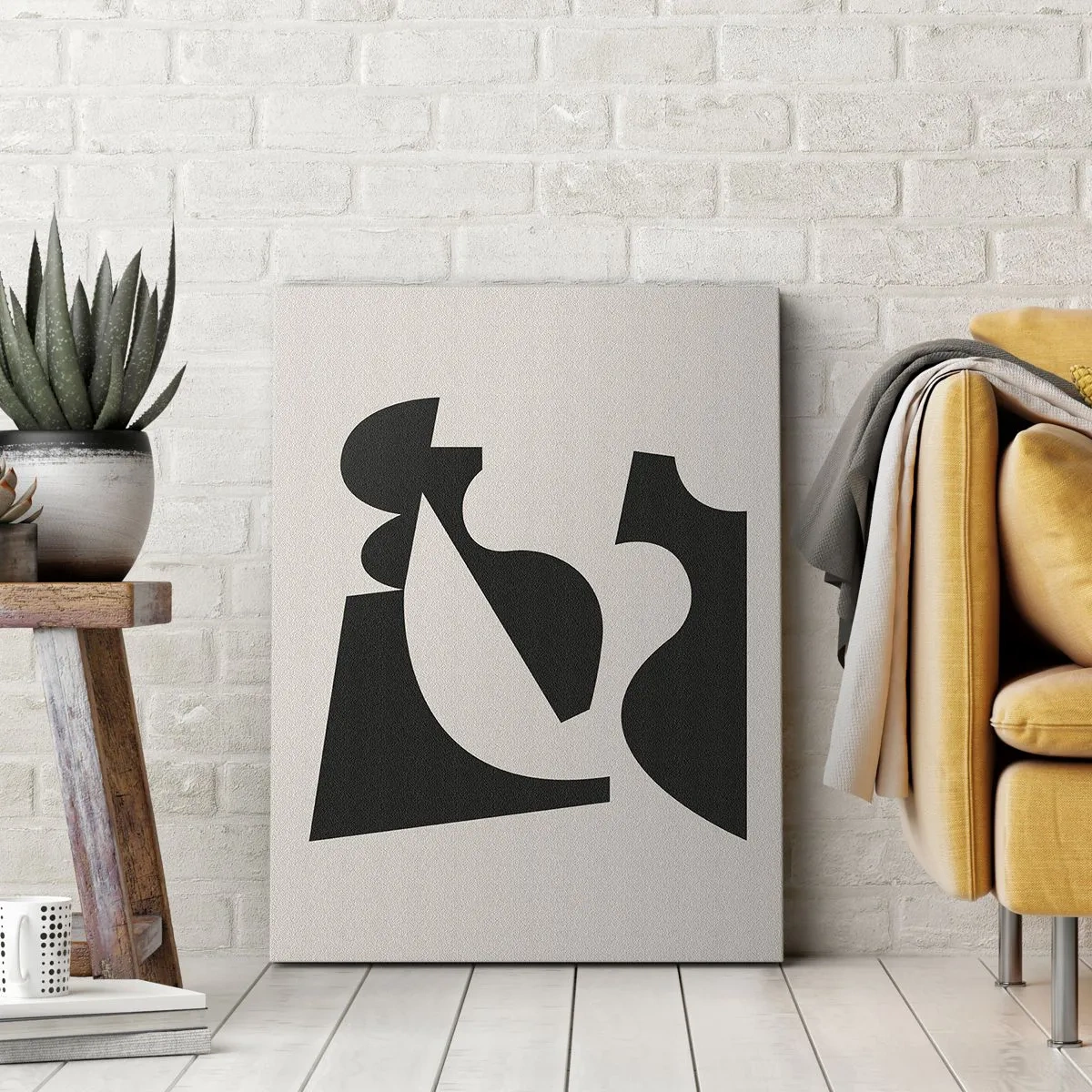 Obraz na płótnie - Abstrakcyjna kompozycja geometryczna w czerni i bieli - 80x120cm - Do samodzielnego składania - Nowoczesna dekoracja ścienna do salonu i sypialni ARTTOR