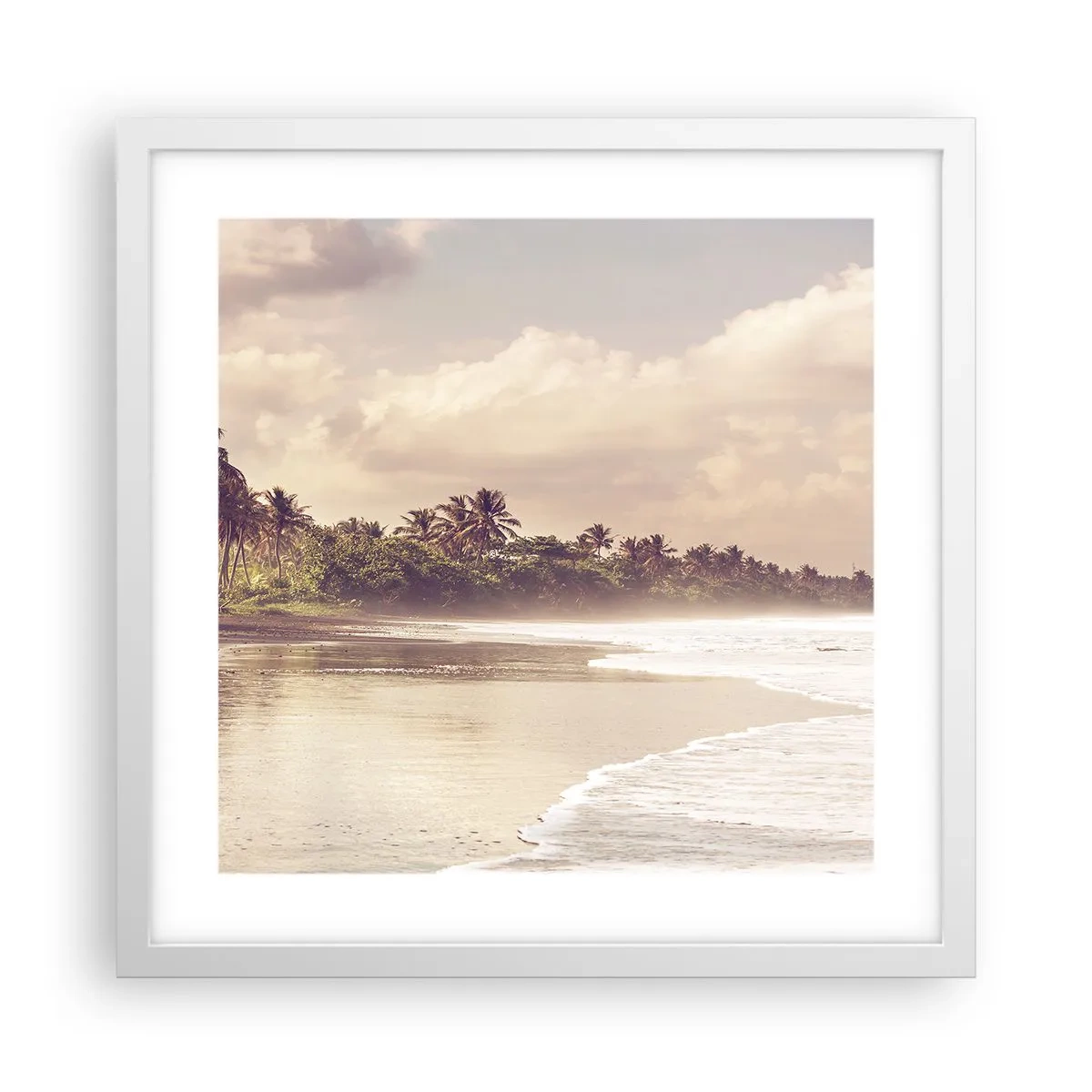 Plakat w białej ramie - Pieszczota fal - 40x40 cm