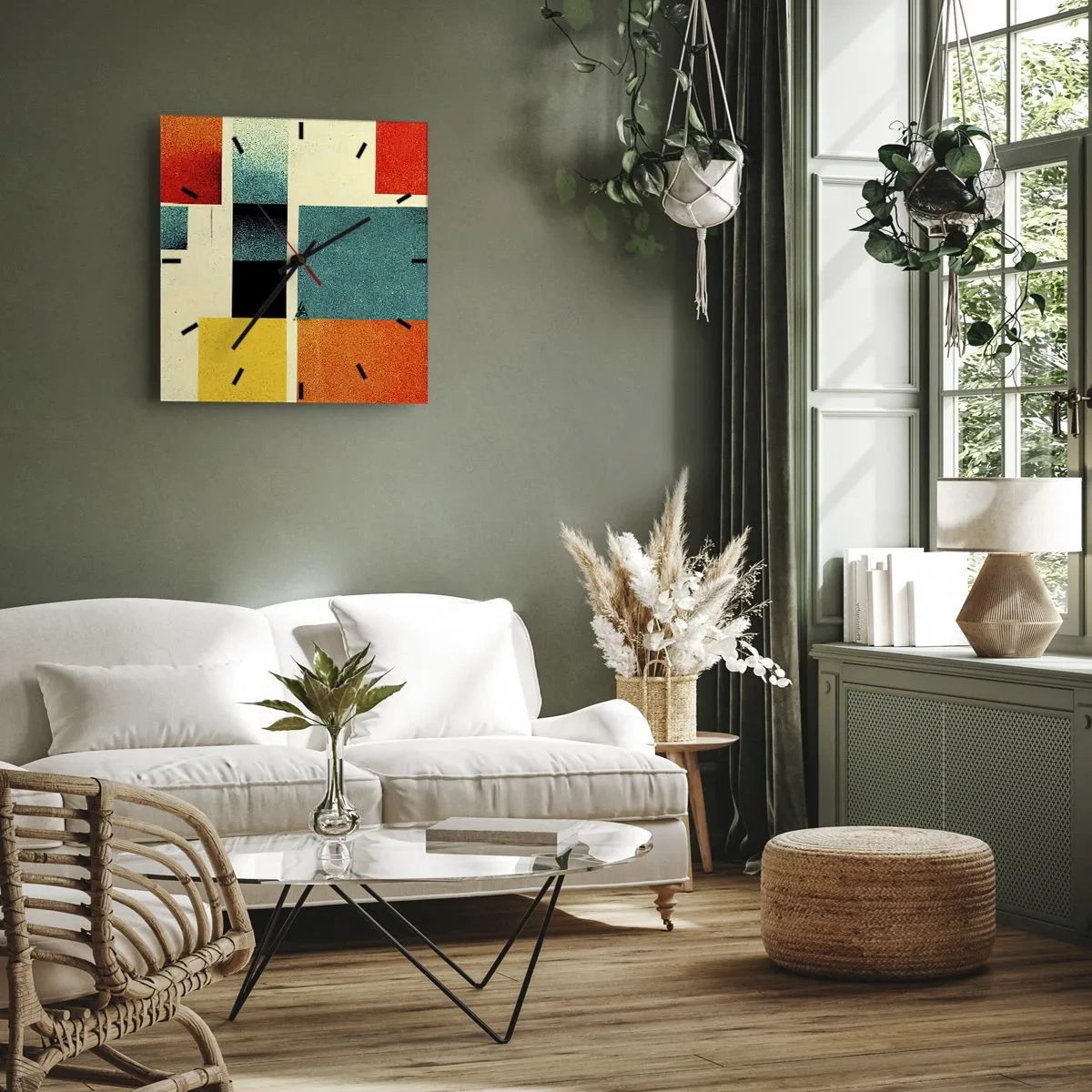 Zegar ścienny - Abstrakcja geometryczna – dobra energia - 40x40 cm