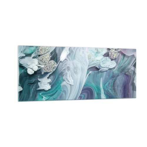 Obraz na szkle - Nurty błękitu - 100x40 cm