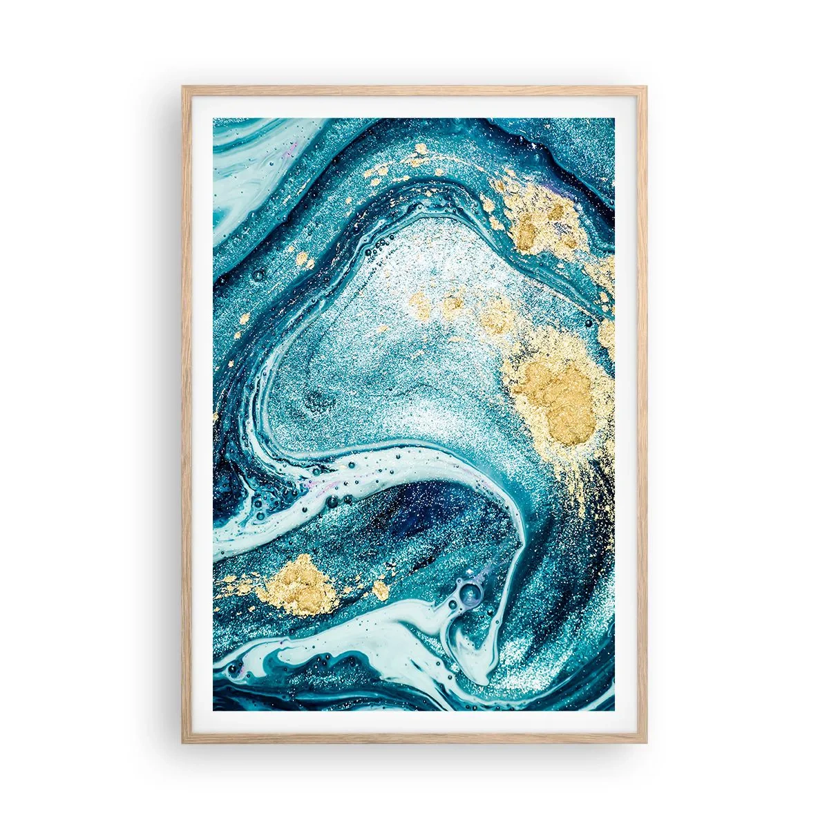 Plakat w ramie jasny dąb - Błekitny wir - 70x100 cm