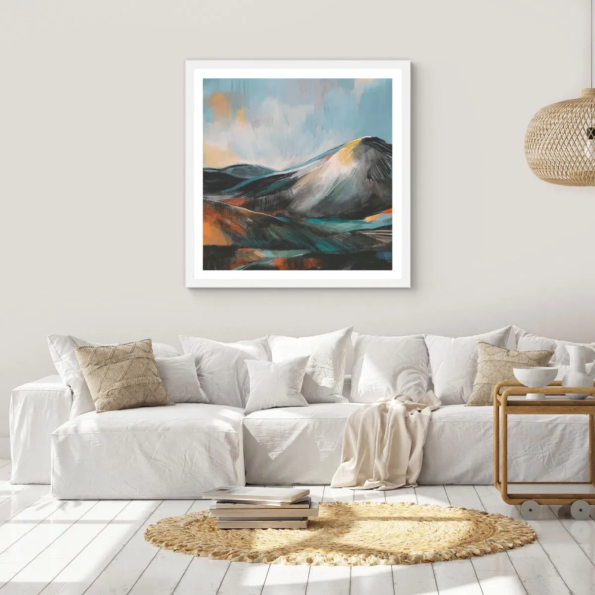 Plakat w białej ramie - Surowe i piękne - 50x50 cm