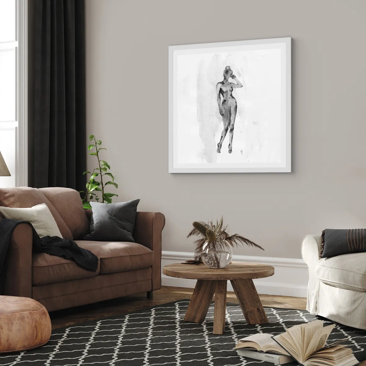 Plakat w białej ramie - Studium ideału kobiecości - 40x40 cm