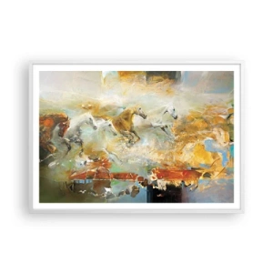 Plakat w białej ramie - Galopem przez światło - 100x70 cm
