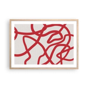 Plakat w ramie jasny dąb - Czerwono na białym - 70x50 cm