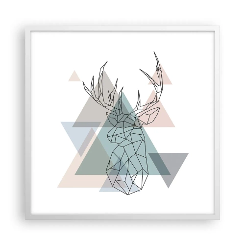 Plakat w białej ramie - W geometrycznym lesie - 60x60 cm