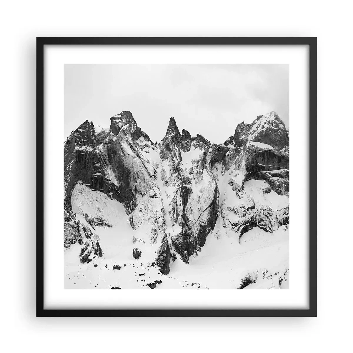 Plakat w czarnej ramie - Granitowa groźna grań - 50x50 cm