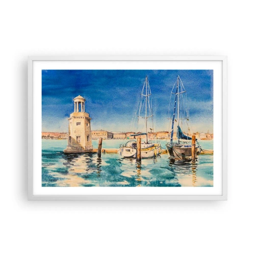 Plakat w białej ramie - Słoneczna laguna - 70x50 cm