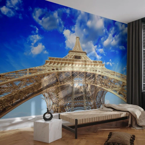 Fototapeta Samoprzylepna Deluxe Sticker - Sięgając nieba i chmur - Miasto, Paryż, Wieża Eiffla - 450x315 cm