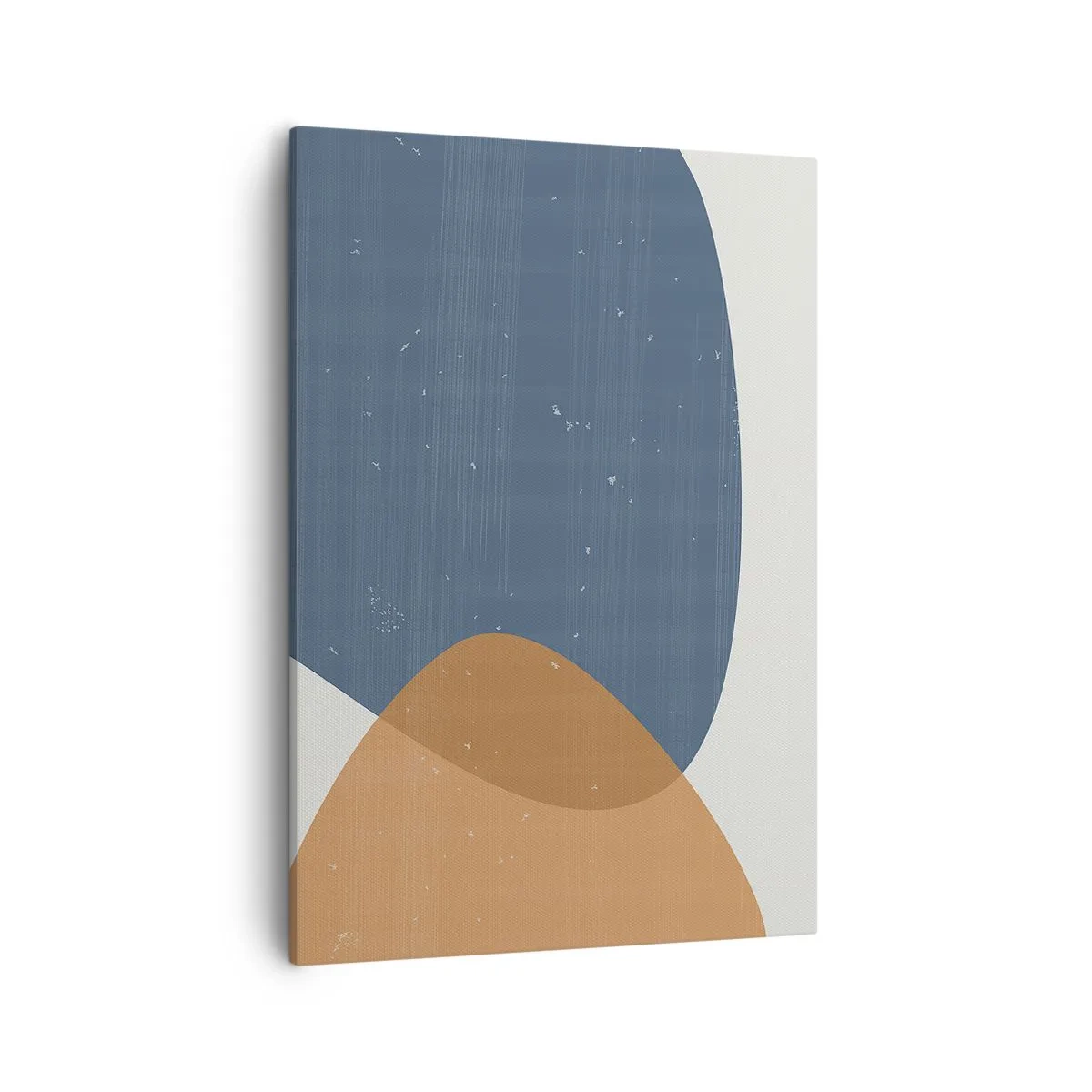 Obraz na płótnie - Abstrakcyjna kompozycja geometryczna w odcieniach błękitu i beżu - 50x70cm - Owale i wpływy - Nowoczesna dekoracja ścienna do salonu, kuchni i sypialni ARTTOR