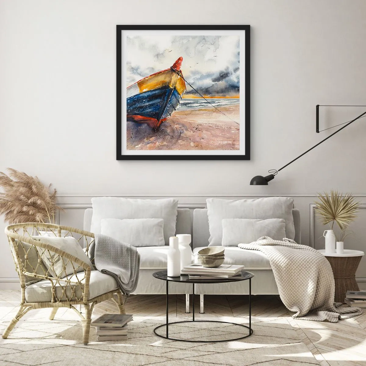 Plakat w czarnej ramie - Odpoczynek na brzegu - 50x50 cm