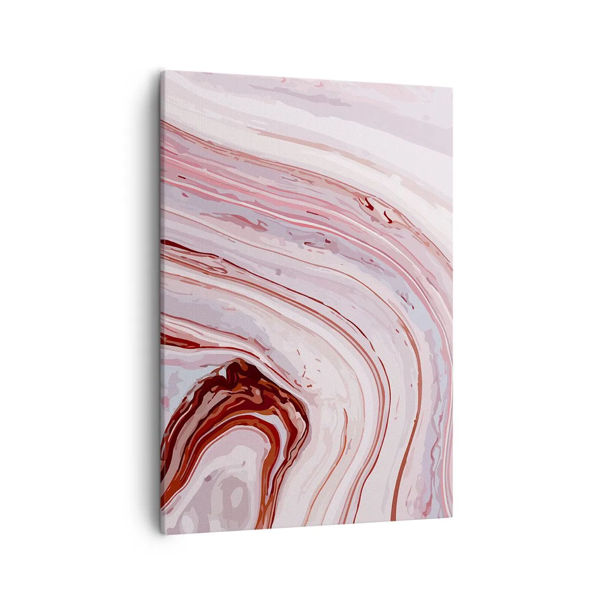 Obraz na płótnie - Abstrakcyjny wzór przypominający marmur w odcieniach różu i czerwieni - 50x70cm - Prosto, potem w prawo na dół - Nowoczesna dekoracja ścienna do salonu, kuchni i sypialni ARTTOR