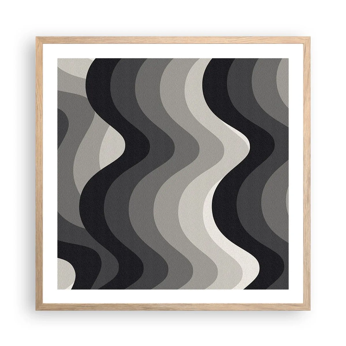 Plakat w ramie jasny dąb - Fala za falą - 60x60 cm