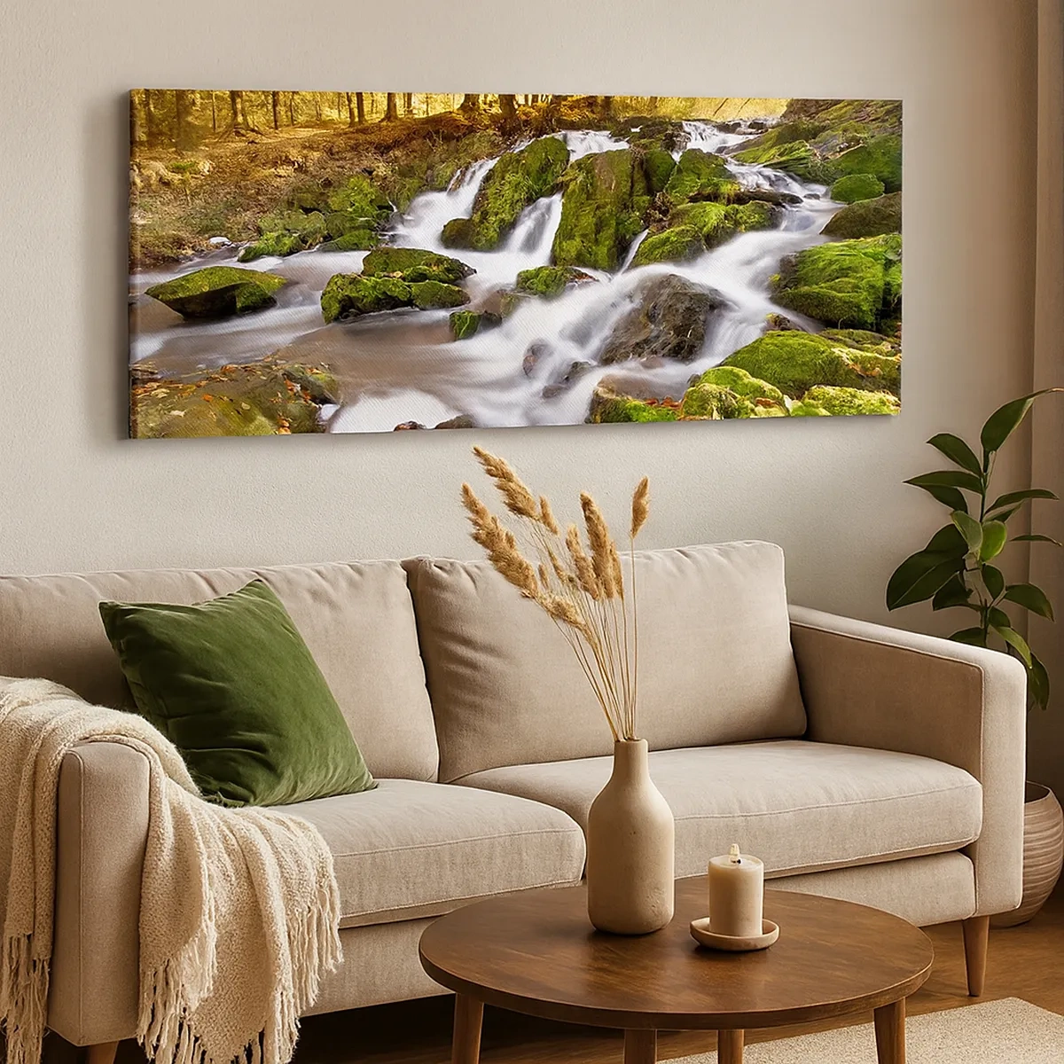 Obraz na płótnie - Bystro przez jesienny las - 30x30 cm