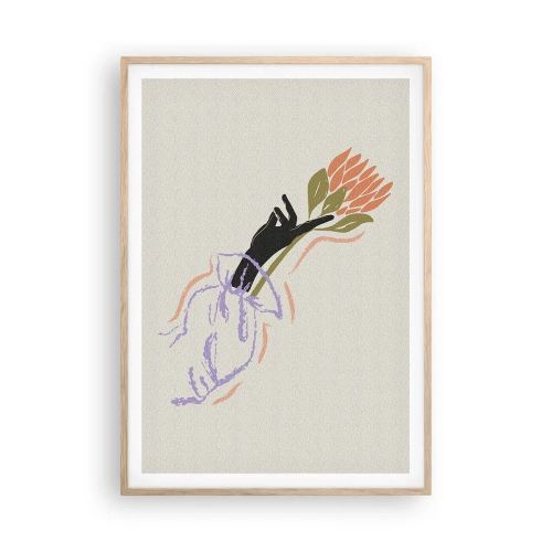 Plakat w ramie jasny dąb - Siostrzany dotyk - 70x100 cm
