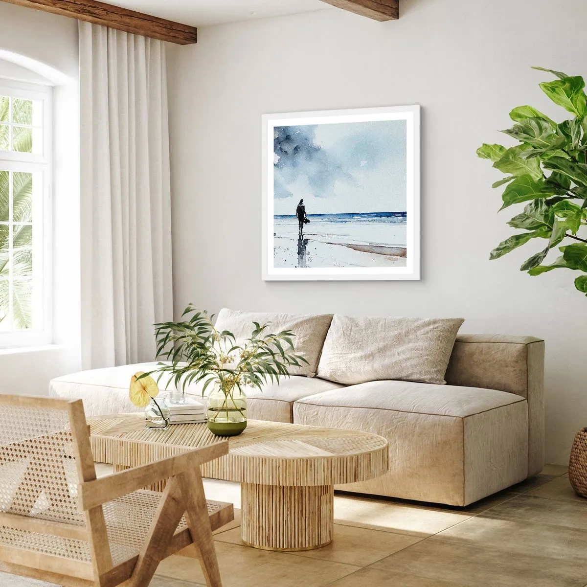 Plakat w białej ramie - Rozmowa z morzem - 50x50 cm