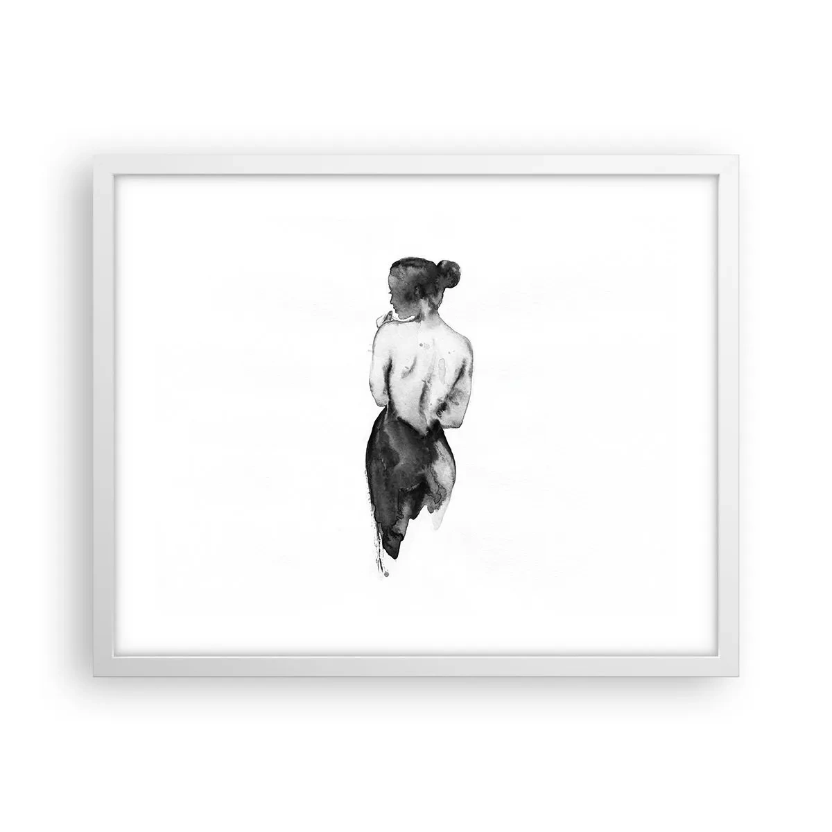 Plakat w białej ramie - Przy niej świat znika - 50x40 cm