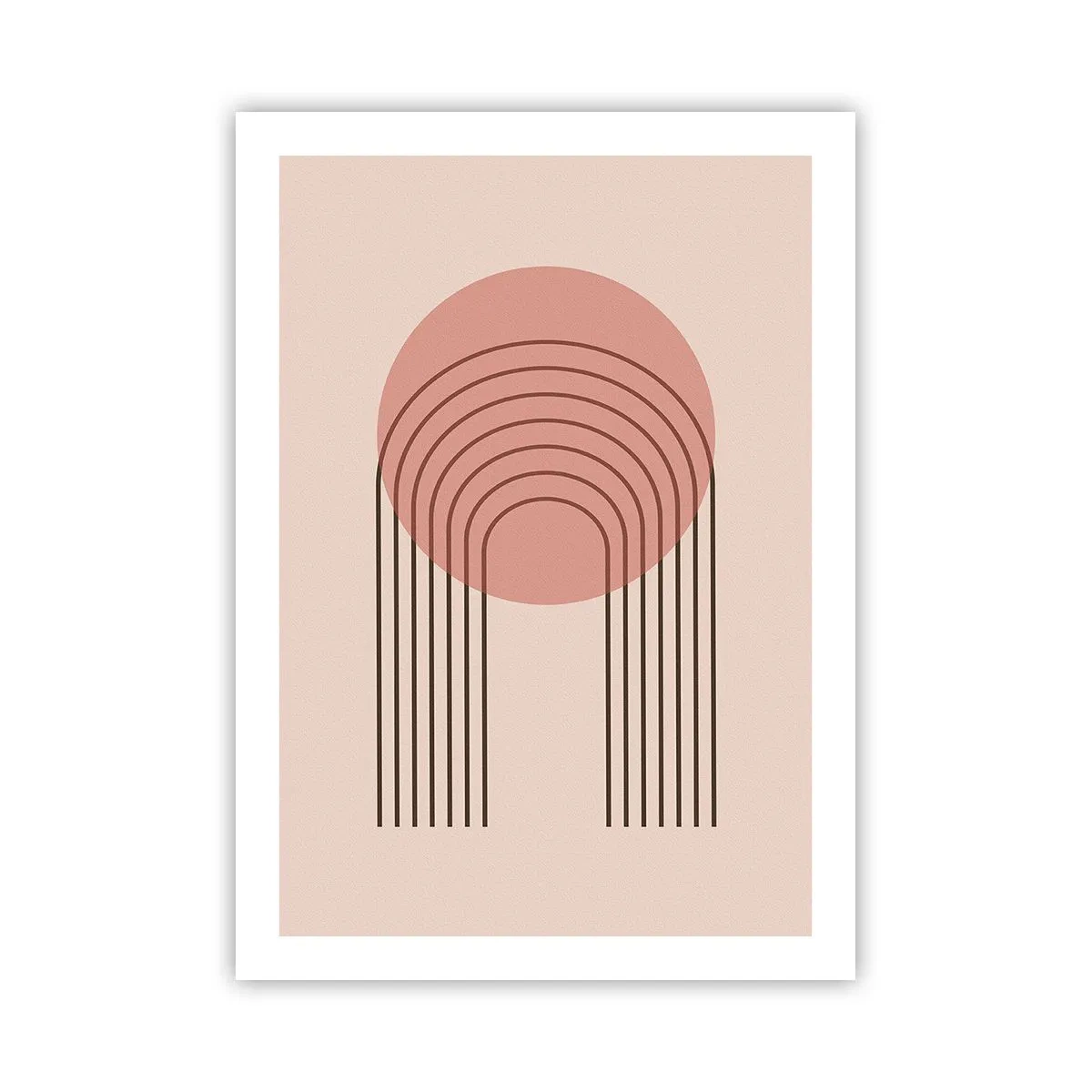 Plakat - Minimalistyczna abstrakcja z łukami w odcieniach różu i beżu - 50x70cm - Nieodparte przyciąganie - Nowoczesna dekoracja ścienna do salonu, kuchni i sypialni ARTTOR