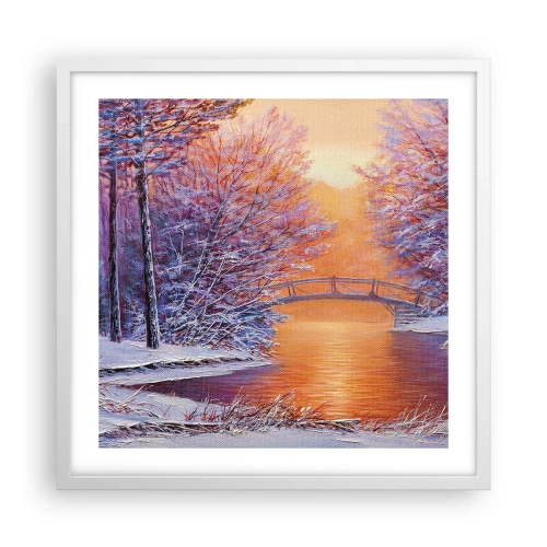 Plakat w białej ramie - Spotkajmy się tu - 50x50 cm