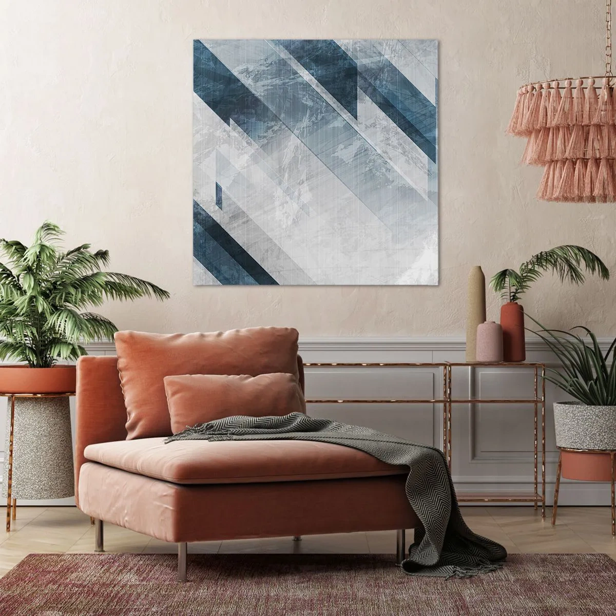 Obraz na płótnie - Kompozycja przestrzenna – ruch szarości - 50x50 cm