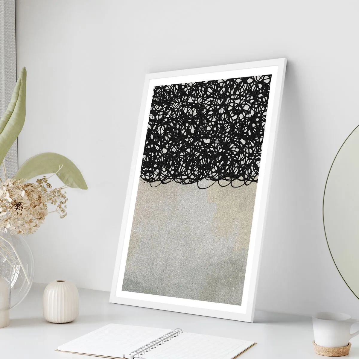 Plakat w białej ramie - Abstrakcja skłębiona - 61x91 cm