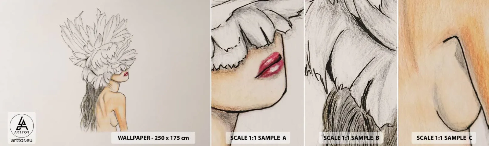 Fototapeta Próbka Samoprzylepna Deluxe Sticker - Piękność ukoronowana - Abstrakcja, Kobieta, Ciało - 100x30 cm