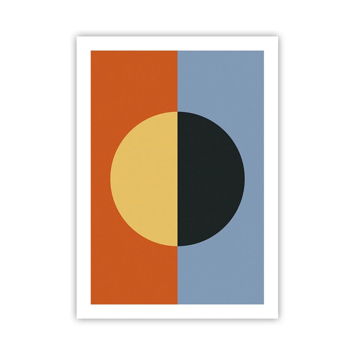 Plakat - Geometryczna kompozycja z kołem i kontrastowymi kolorami - 50x70cm - Kompozycja ciepła i chłodu - Nowoczesna dekoracja ścienna do salonu, kuchni i sypialni ARTTOR