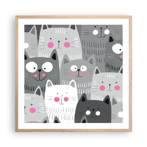 Plakat w ramie jasny dąb - Koci świat - 60x60 cm