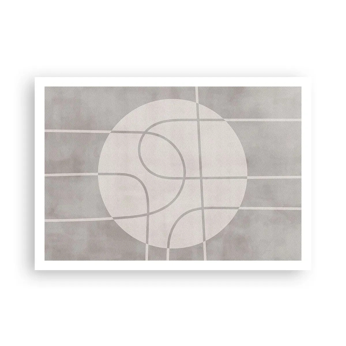 Plakat - Geometryczny wzór w odcieniach szarości i bieli - 100x70cm - Koliście i na wprost - Nowoczesna dekoracja ścienna do salonu i sypialni ARTTOR