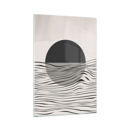 Obraz na szkle - Abstrakcyjne linie i geometryczne kształty w stonowanych barwach - 70x100cm - Kompozycja połowiczna - Nowoczesna dekoracja ścienna do salonu i sypialni ARTTOR