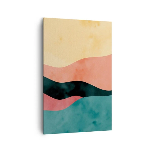 Obraz na płótnie - Abstrakcyjne fale w pastelowych barwach - 80x120cm - Zgodna niezgodność - Nowoczesna dekoracja ścienna do salonu i sypialni ARTTOR