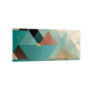 Obraz na szkle - Geometryczne wzory w odcieniach turkusu i brązu - 120x50cm - Jedność wielości, wielość jedności - Nowoczesna dekoracja ścienna do salonu i sypialni ARTTOR
