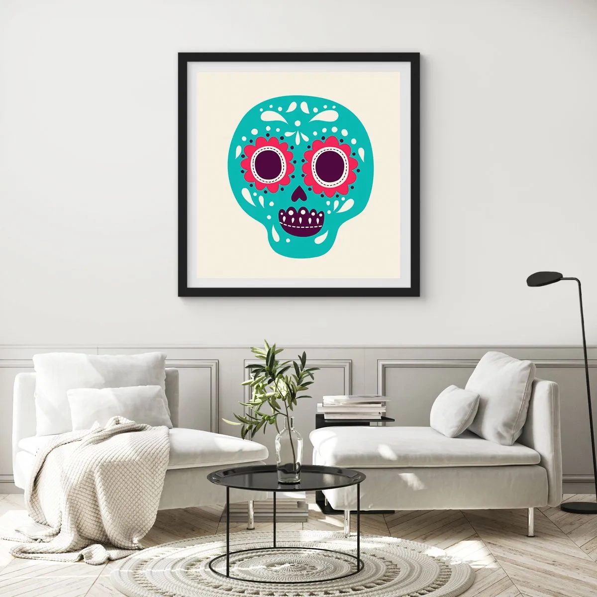 Plakat w czarnej ramie - Życie – zabawa aż do śmierci - 50x50 cm