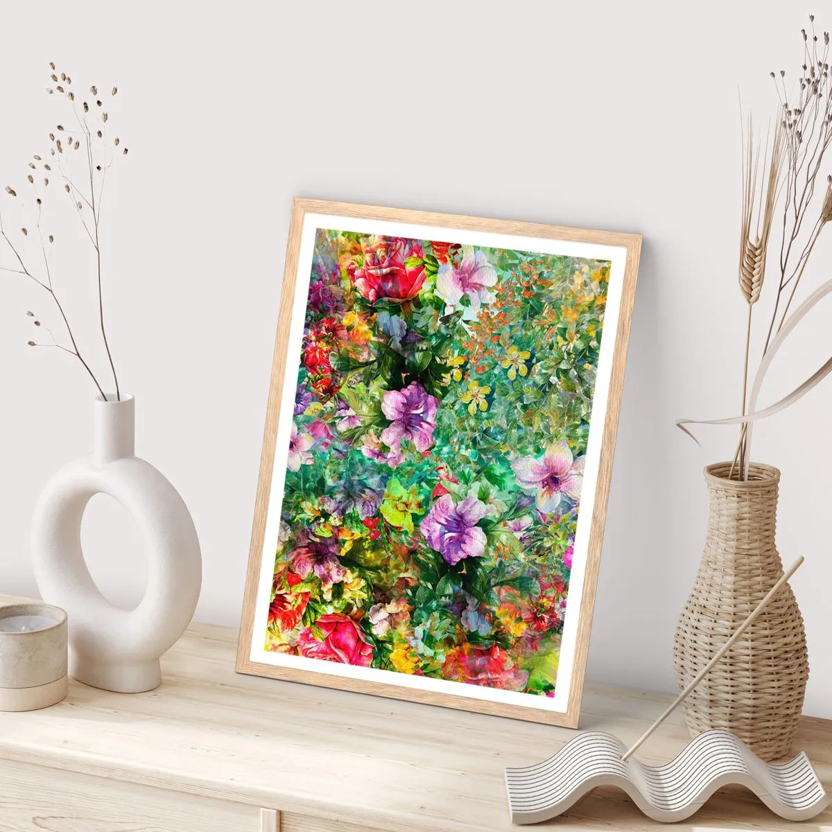 Plakat w ramie jasny dąb - W kwiaty na zatracenie - 50x70 cm