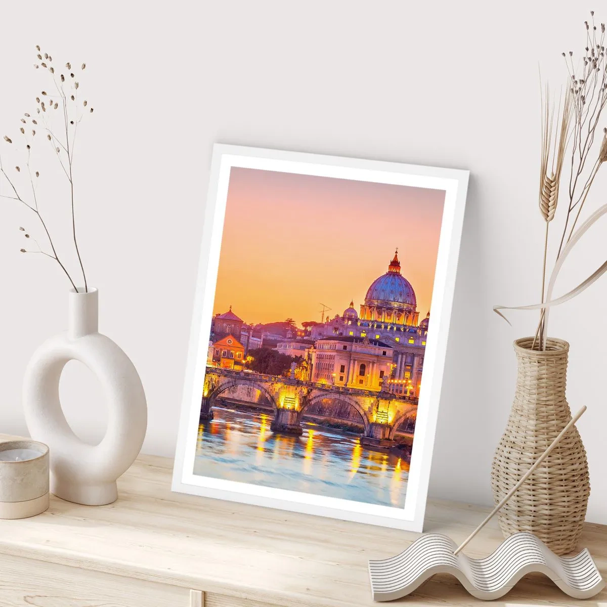Plakat w białej ramie - Zmierzch nad Wiecznym Miastem - 30x40 cm