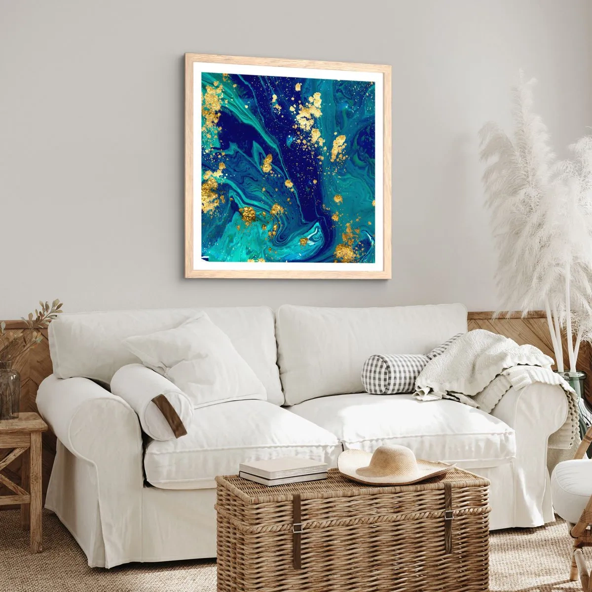 Plakat w ramie jasny dąb - Płatki słońca  - 40x40 cm