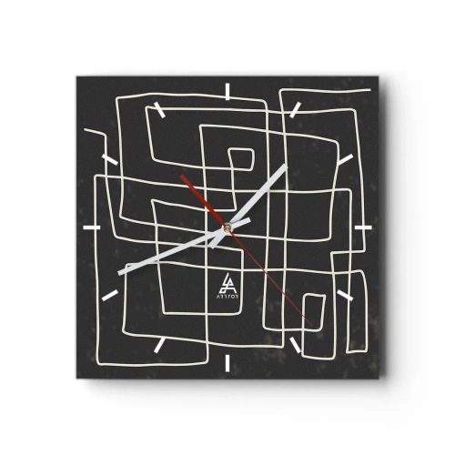 Zegar ścienny - Abstrakcyjny wzór geometryczny na ciemnym tle - 30x30cm - Nie taki prosty - Nowoczesna dekoracja ścienna do salonu i sypialni ARTTOR