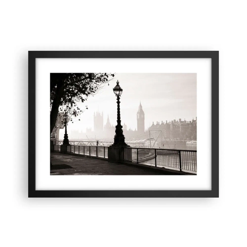 Plakat w czarnej ramie - Londyński poranek - 40x30 cm