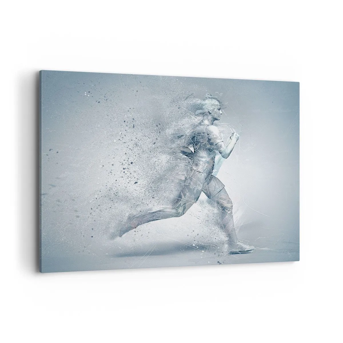 Obraz na płótnie - Dynamiczna postać w biegu w abstrakcyjnym stylu - 100x70cm - Energia krystalicznie czysta - Nowoczesna dekoracja ścienna do salonu, kuchni i sypialni ARTTOR