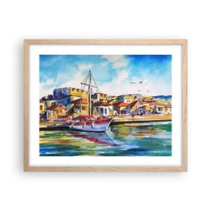 Plakat w ramie jasny dąb - Tęczowe popołudnie - 50x40 cm