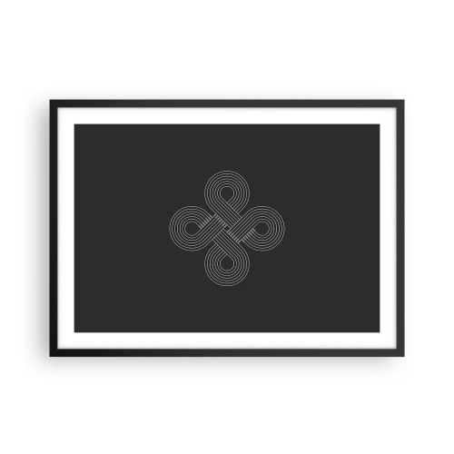 Plakat w czarnej ramie - Celtycki wzór w minimalistycznym stylu na czarnym tle - 70x50cm - W duchu celtyckim - Nowoczesna dekoracja ścienna do salonu i sypialni ARTTOR